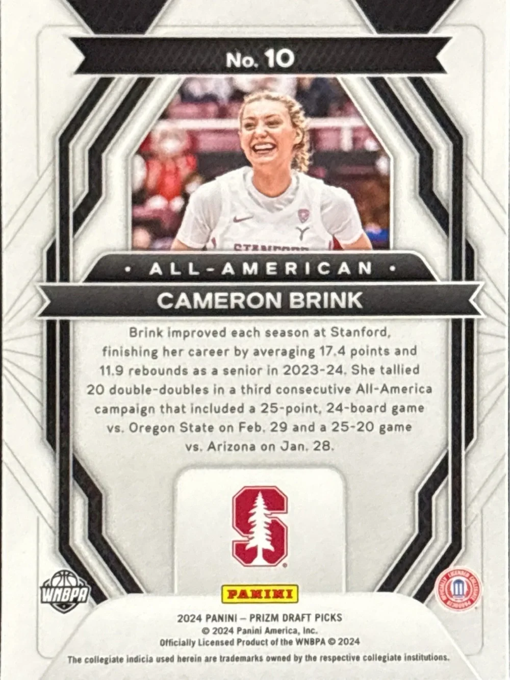 Panini Prizm All-American Cameron Brink Basketball Rookie Card